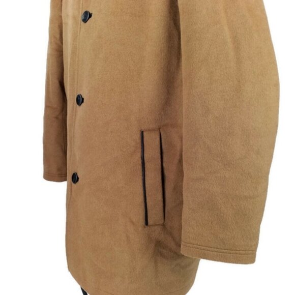 Vince Camuto Melton Camel Wool Blend Button Front Classic Car Coat - Picture 9 of 16